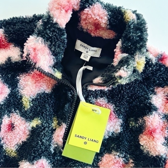 NEW Sandy Liang x Target Floral Half Zip Sherpa Long Sleeve Top XXS - Picture 3 of 7